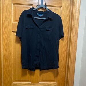 Karen Scott Black Casual Button Down Shirt